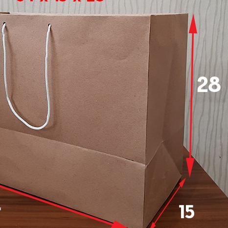 

Paper Bag/Tas Kertas Paperbag Polos Kraft Landscape 34 x 15 x28 150gsm