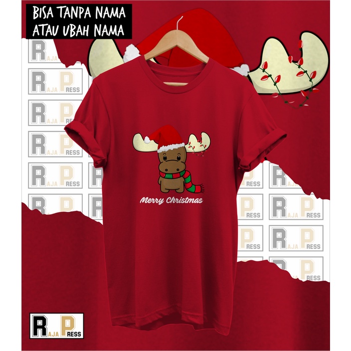 KAOS NATAL REINDEER MERRY CHRISTMAS KATUN COMBED 30S