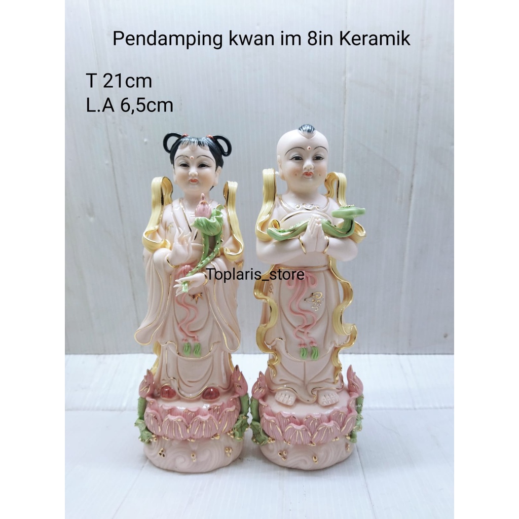 Patung Pedamping kwan im 8in kramik