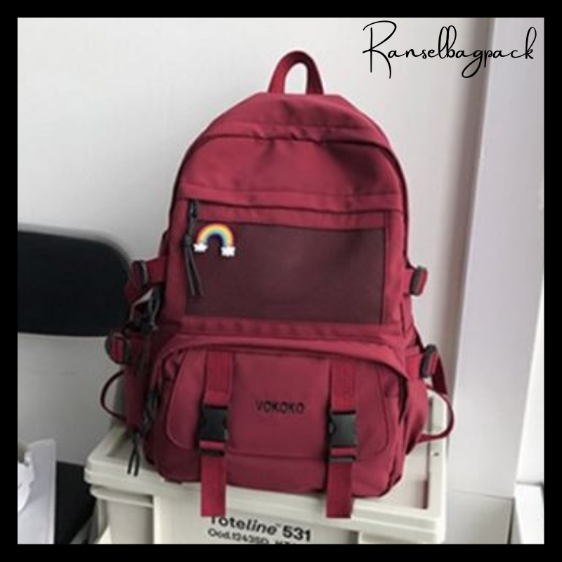 Tas Ransel Punggung Backpack Kanvas Bahu Simple Kekinian Model Kasual Termurah Terbaru Korea Remaja Travel Baru Multifungsi Backpack Pria Wanita Cewek Cowok 002