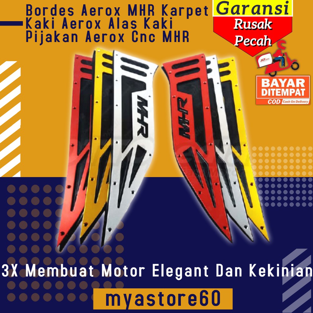 Bordes Aerox MHR Karpet Kaki Aerox Alas Kaki Pijakan Aksesoris Variasi Sparepart Aerox Cnc MHR