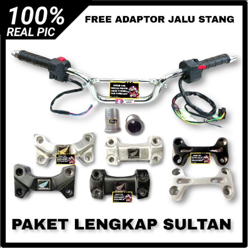 STANG STIR YAMAHA VIXION NEW CROME MEREK SHJ SET STABILIZER, HOLDER VIXION KANAN KIRI, HANFAT KAZE O