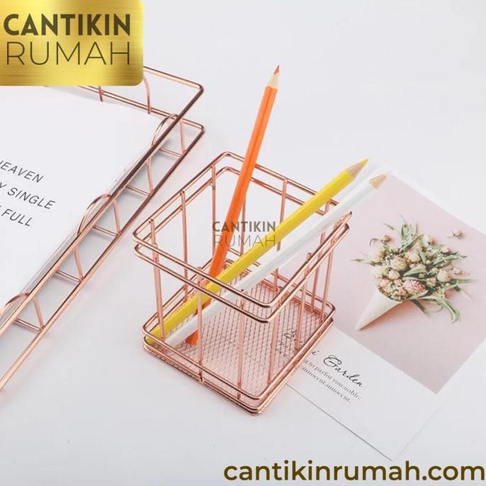

Office & Stationery | Document Organizer | Keranjang Make Up Ballpoint Alat Tulis Organizer Rosegold Kotak | Best Seller