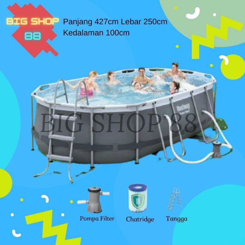 BESTWAY KOLAM RENANG PORTABLE KOLAM RENANG ANAK JUMBO PRISM FRAME OVAL POOL 4 METER