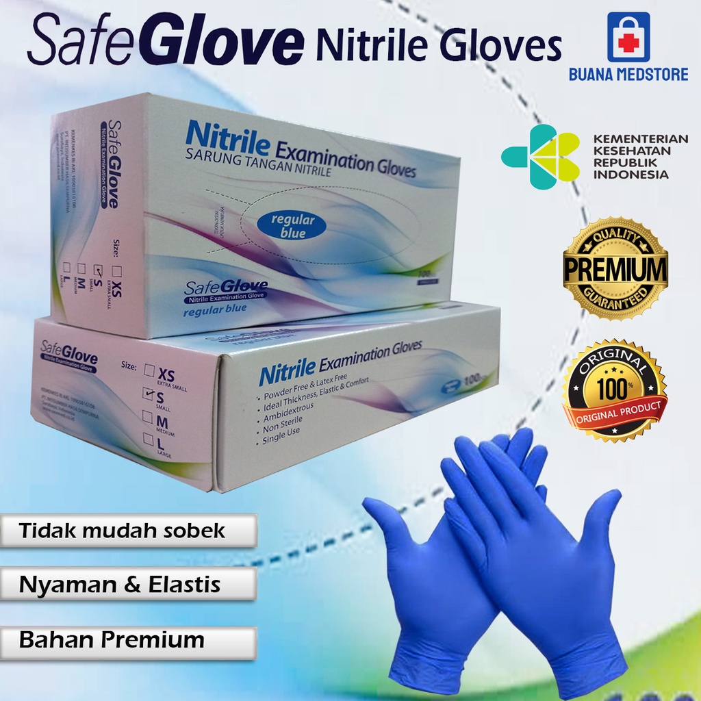 Jual Safeglove Nitrile Examination Gloves Sarung Tangan Karet Nitrile
