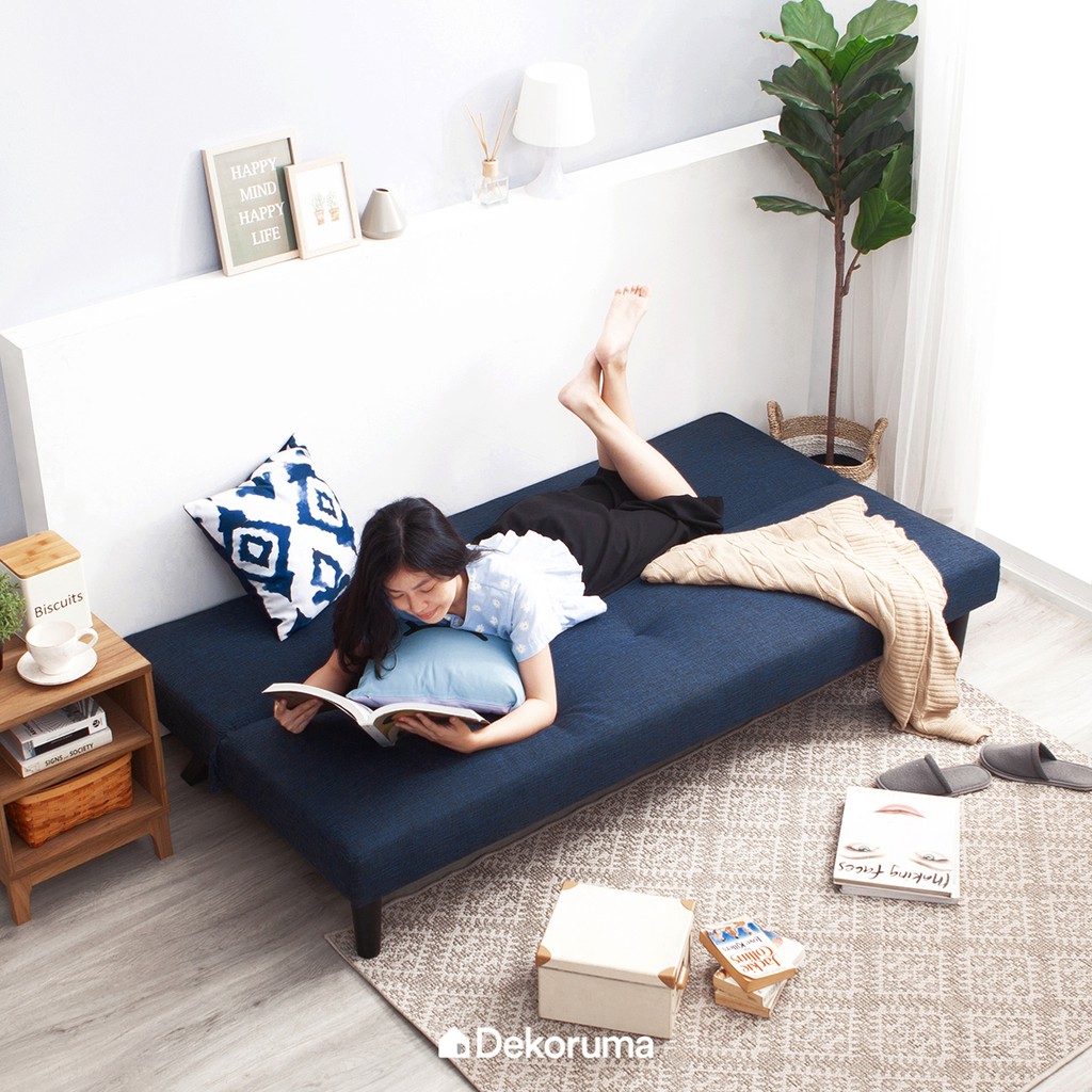 Dekoruma Oda Sofa Bed Minimalis Kain Woven Sofabed Kursi Tamu Shopee Indonesia