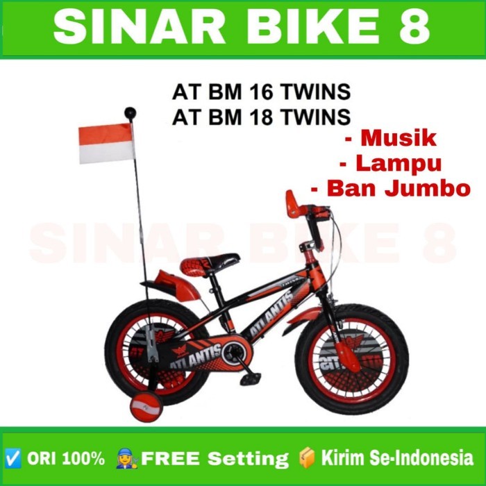 Sepeda Anak Laki Ukuran 12 16 18 BMX ATLANTIS TWINS Ban Jumbo Usia 2-10 Tahun