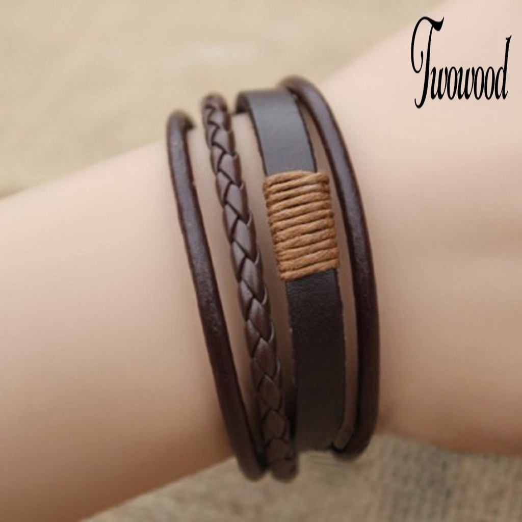 Gelang Multilayer Adjustable Bahan Kulit Imitasi Untuk Unisex