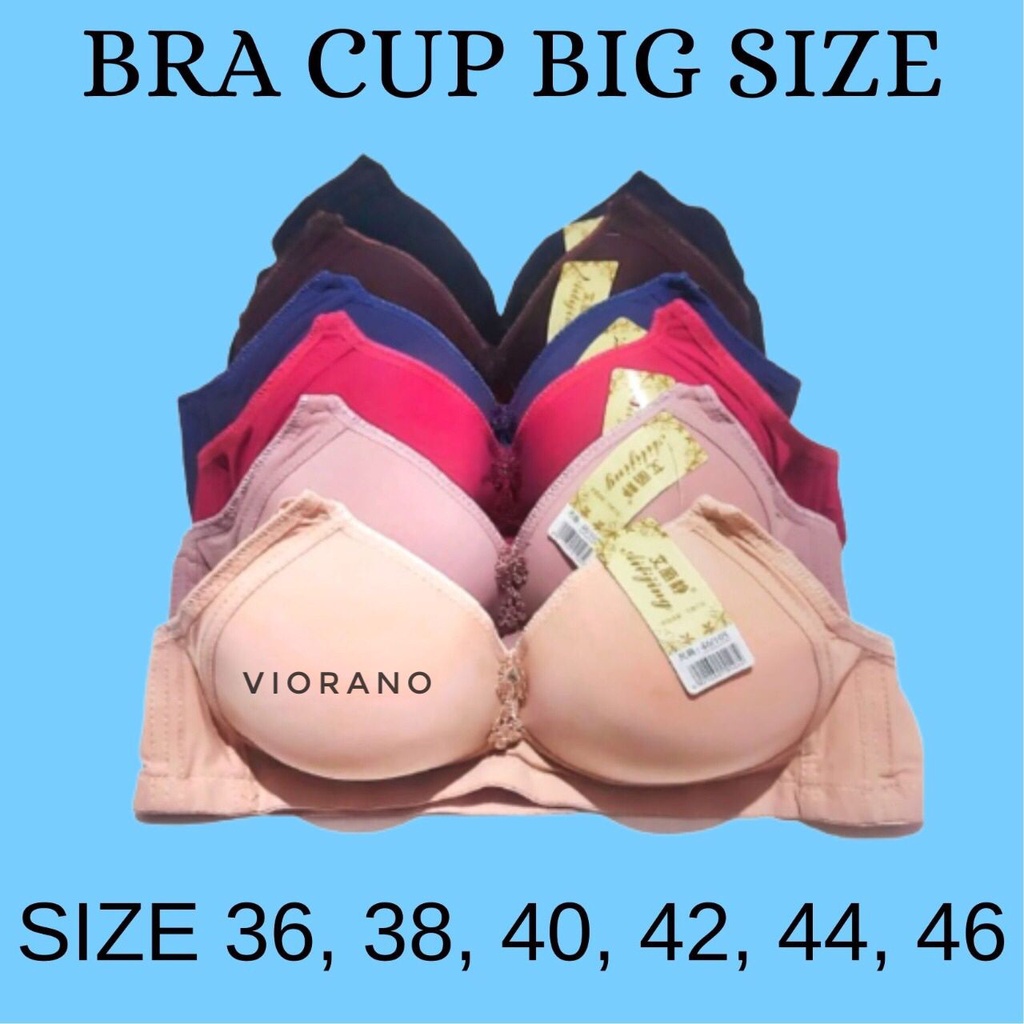 Bra Jumbo Tanpa Kawat 36-46 Bh Big Size Dewasa Cup Besar Kait 3 / Kutang Wanita Ibu Ukuran Jumbo Super Soft