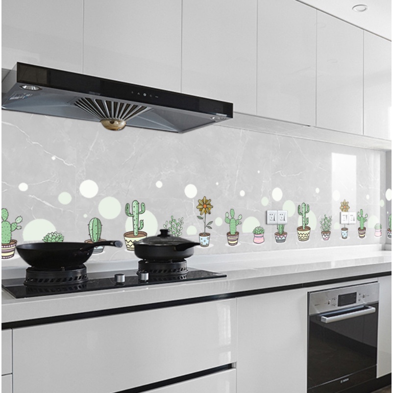 MARKAS - HL0205 Wallpaper Dinding Dapur Anti Minyak 3D Sticker Kitchen Murah-Kaktus