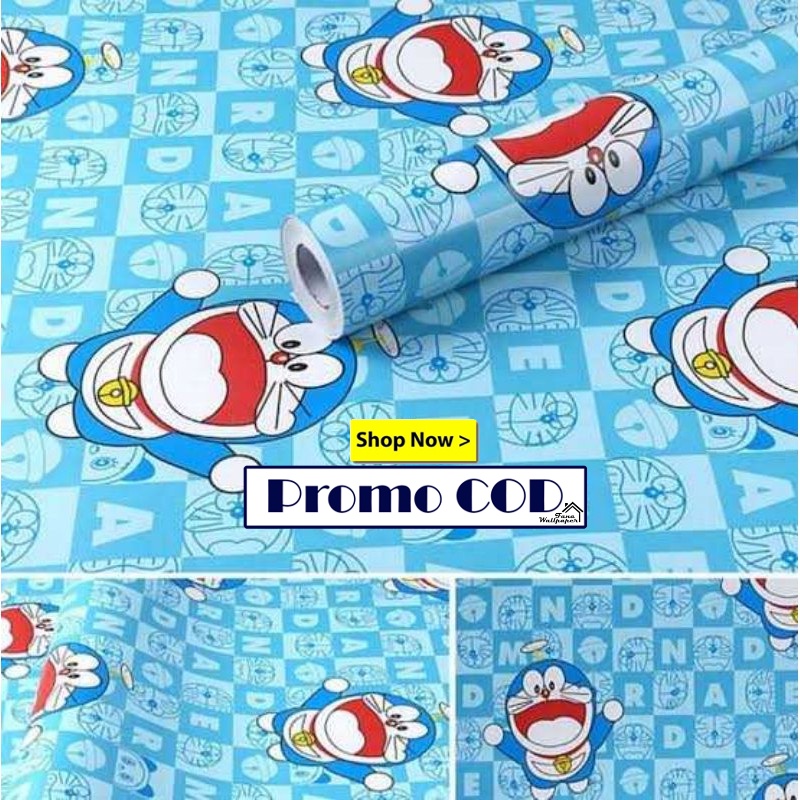 Wallpaper Stiker Dinding Murah  Motif Doraemon Kotak  Walpaper Dinding Kamar Tidur
