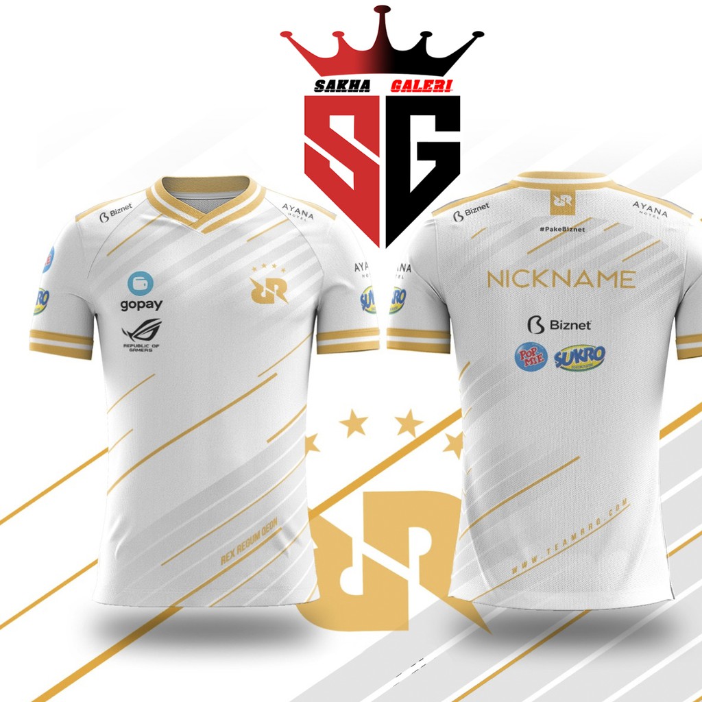 Jersey Gaming RRQ terbaru Ori murah RRQ Onic Evos AE free fire MLBB PUBG COD AOV free nick name logo