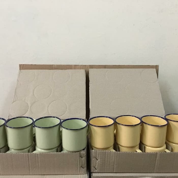 Gelas Enamel Tempat Minum Kopi Teh Jadul Tradisional Mug Vintage Polos Seng Mug Cup Cangkir 1 Lusin