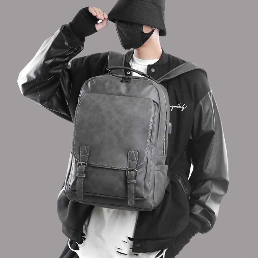 Tas Ransel Kulit Pria Tas Pria Backpack Pria Tas Kulit ARMOUR GRAY