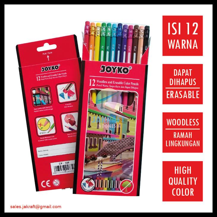 

Pensil Warna 12 Warna Panjang Bisa Dihapus Joyko Cp-109 Erasable Kode 710