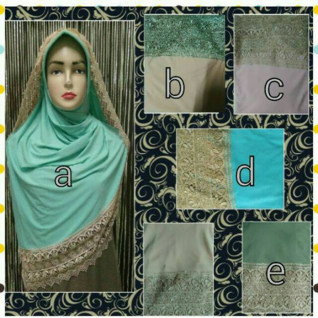 Sale jilbab instant bhn jersey super dengan renda cantik