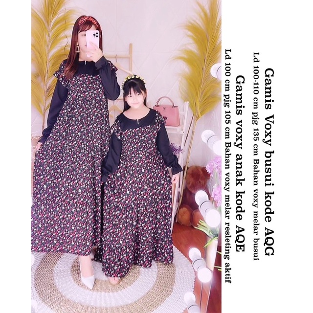 Gamis voxy busui ibu &amp; Anak kode AQG