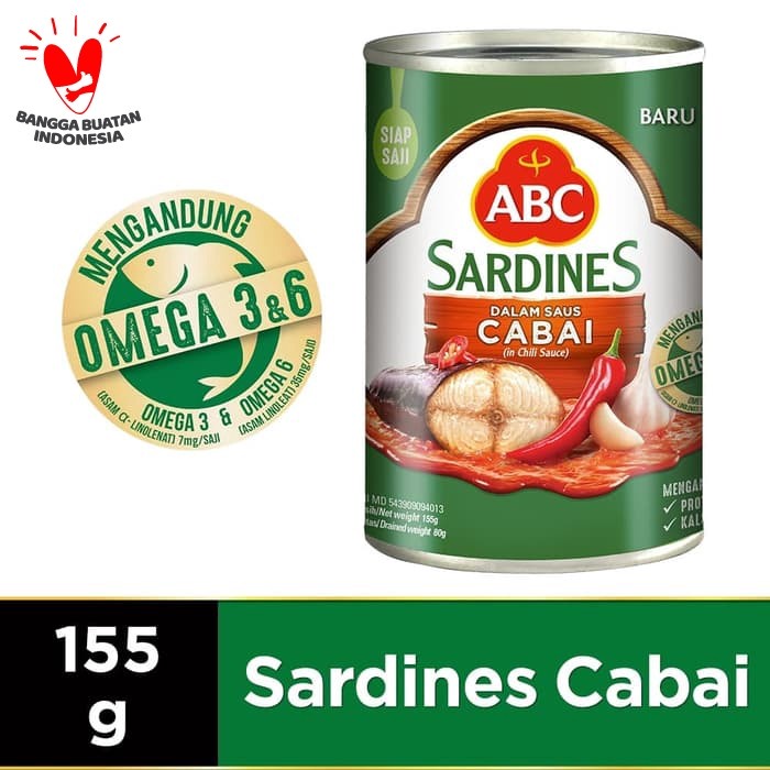 

SARDEN SAUS CABAI ABC SARDINES IN CHILLI SAUCE 155GR