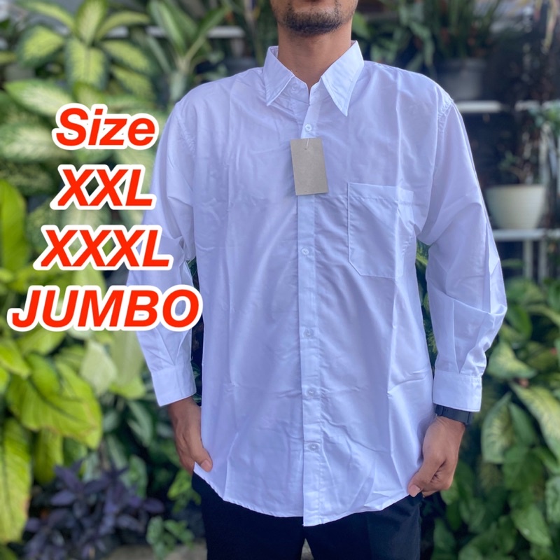 KEMEJA PUTIH POLOS PRIA JUMBO Lengan Panjang XXXL XXL XL L M