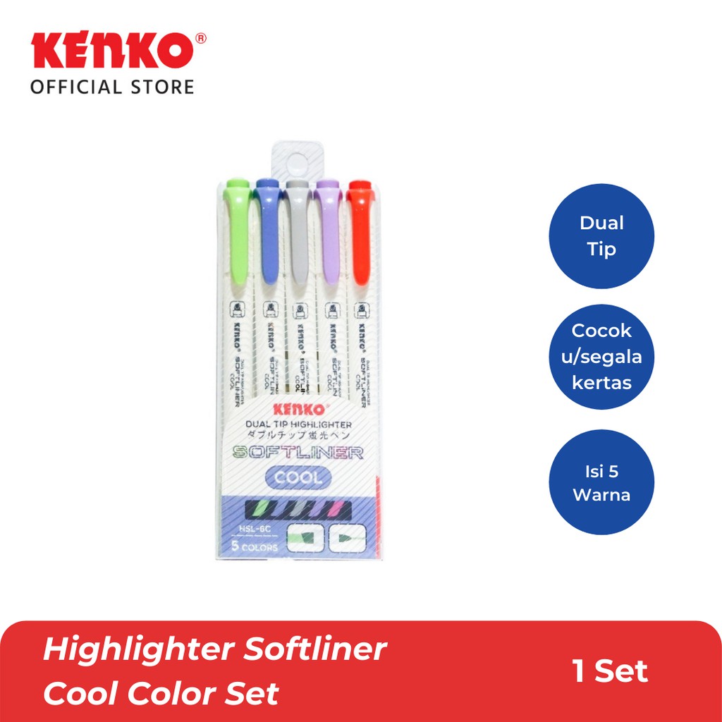 

KENKO HIGHLIGHTER Dual Tip/Penanda Warna Dua Sisi SOFTLINER