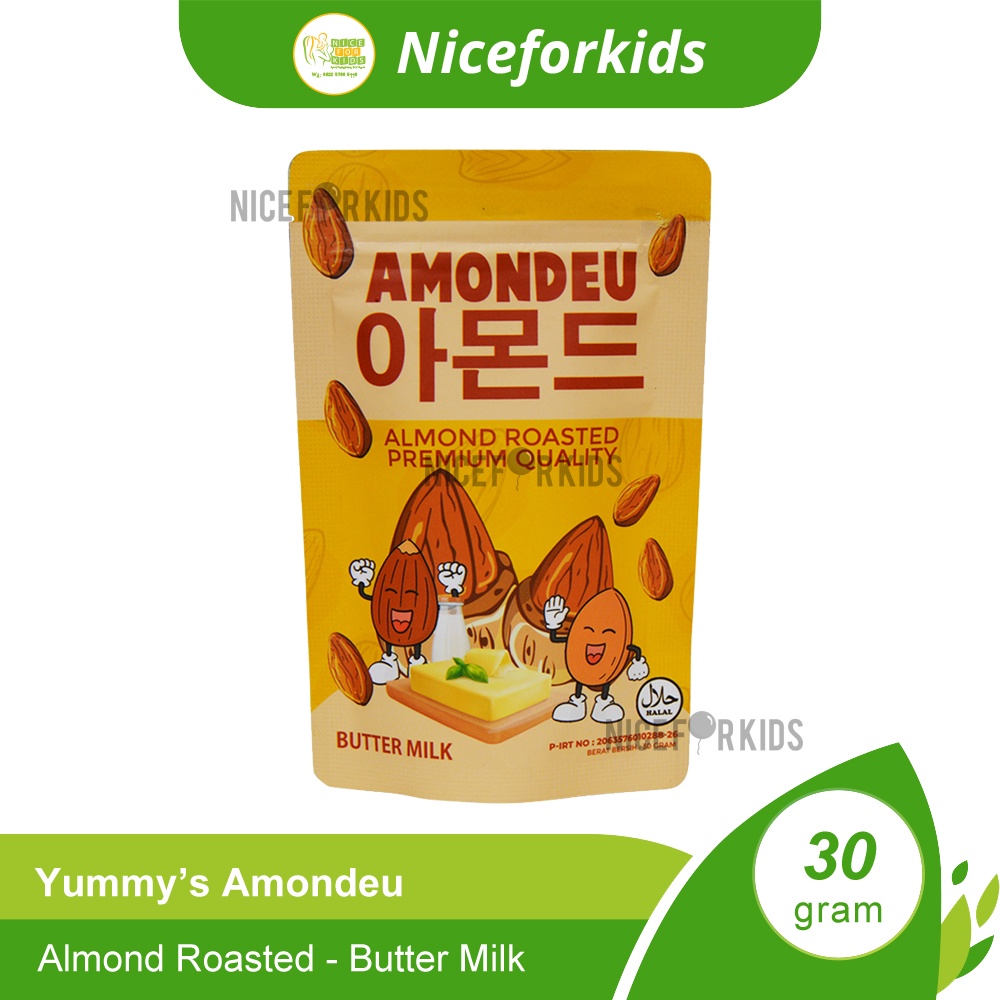 Yummy's Amondeu Almond Roasted Premium Quality 30gr / Almond Panggang Cemilan Sehat Busui dan Bumil