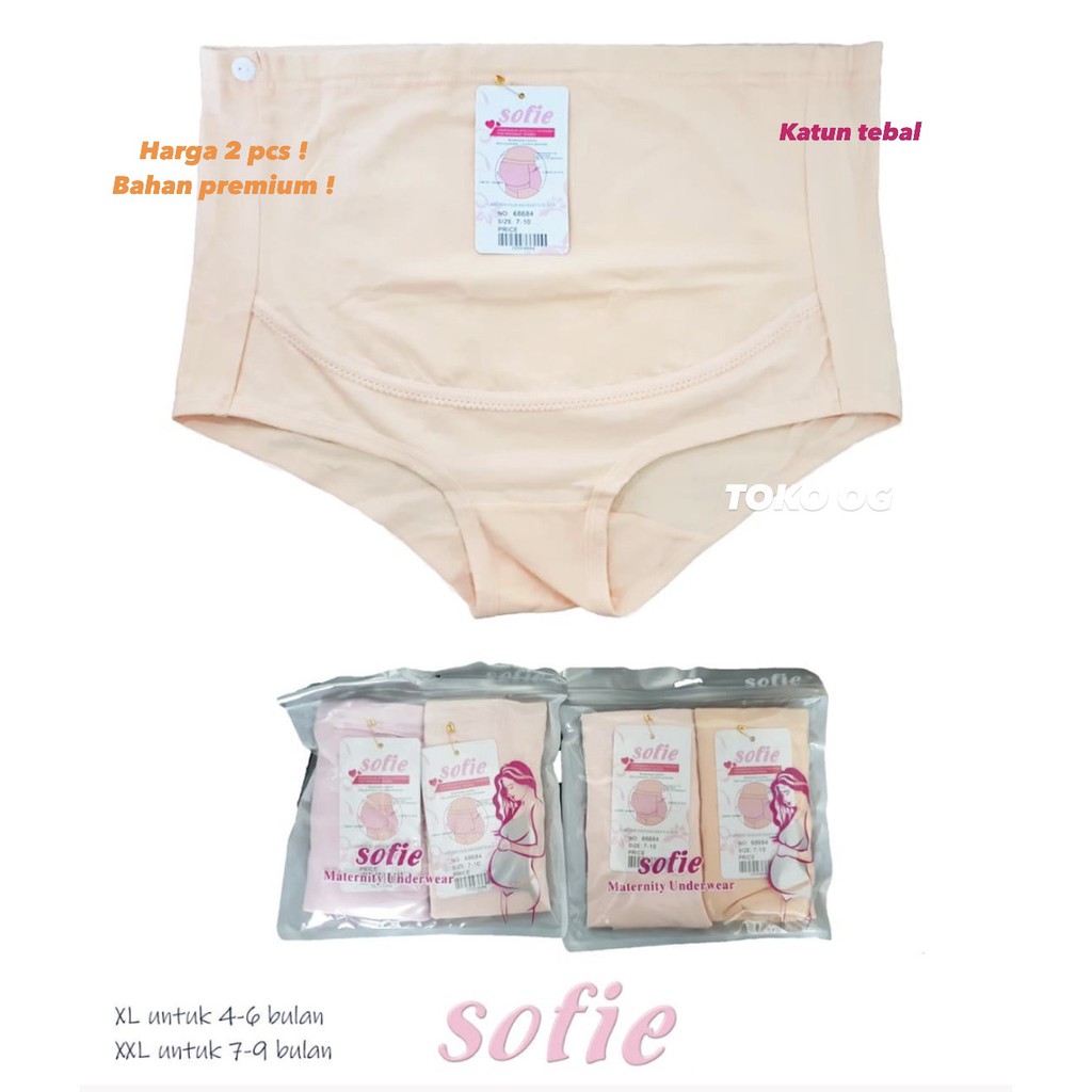 2pc CELANA DALAM HAMIL SOFIE PENUTUP PERUT BAHAN KATUN TEBAL CD PREGNANCY UNDERWEAR BESAR FIT XXL