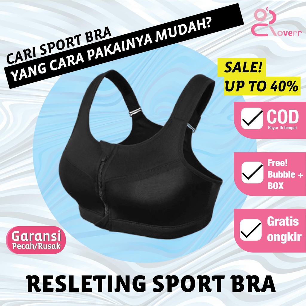 GSS Sport Bra BH Senam Yoga BH GYM Fitness Olahraga Bra Zipper Resleting Depan Pakaian Dalam Wanita