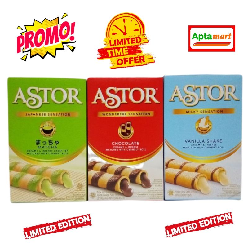 

Astor Stick Wafer Wonderfull Sensation - 40 gr [Coklat-Matcha-Vanilla]