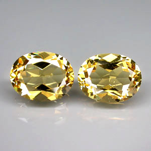 VS Pair Oval 3.10ct tcw. 9x7mm Natural Unheated Golden Yellow Beryl, Brazil BL131