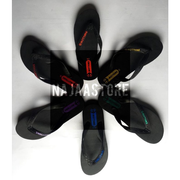 SANDAL JEPIT SWALLOW HITAM POLOS BLACK PEARL TERMURAH