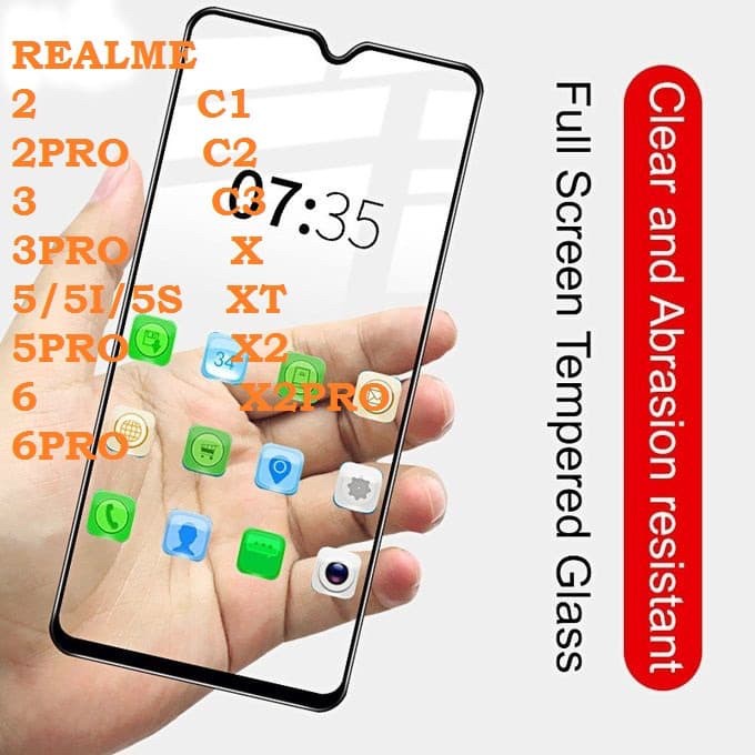 Tempered Glass full realme C11 - screen protector full layar