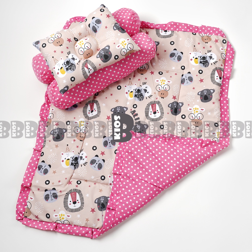 BED COVER SET BAYI Bed Cover Bayi Bantal Guling Selimut Bayi Tempat Tidur FREE tas mika Kado Lahiran-BROWN SPACE