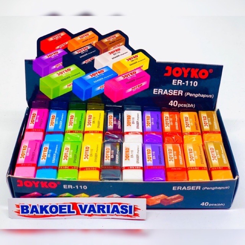 

(1pack) penghapus joyko pelangi panjang ER-110 40 pcs