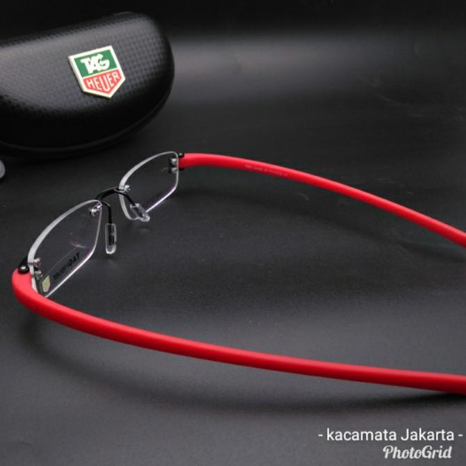 TAG HEUER bor 5069 ( Hitam merah ) Frameles kacamata bor pria wanita