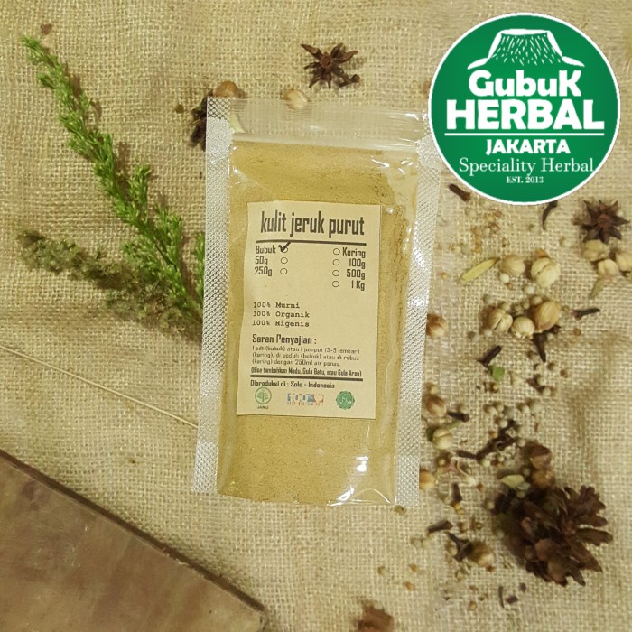 

KULIT JERUK PURUT BUBUK 500 gr - Citrus Hystrix - MURNI TANPA GULA - BUBUK HALUS