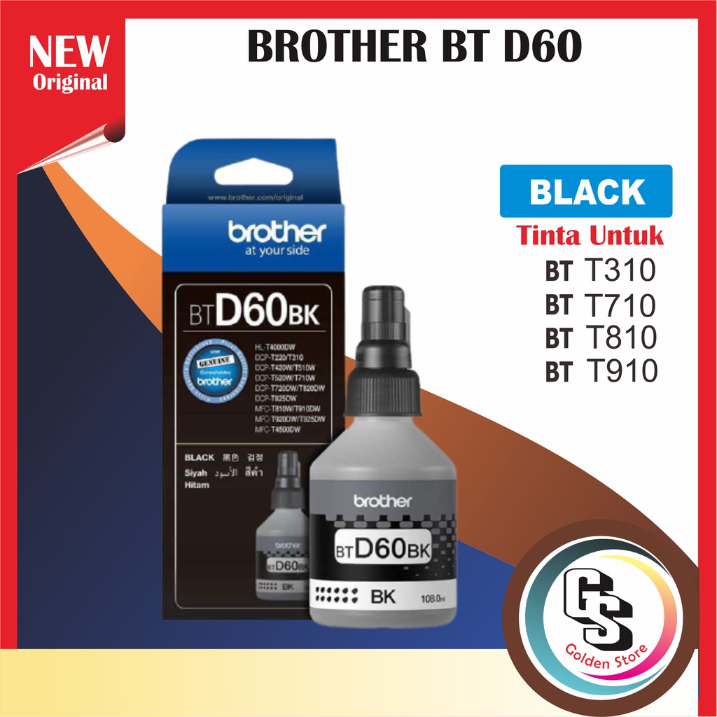 Tinta Brother BT d60bk BT5000 PREMIUM(COMPATIBLE) FOR DCP - T310 , DCP -T510W , DCP-T710W , DCP-T810W-HITAM