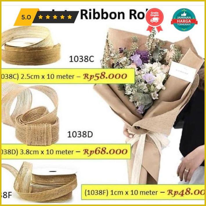 

Kerajinan Tangan Modern Jute Ribbon Roll 1038D Pita Bunga Pita Buket Handbouquet Floris Premium
