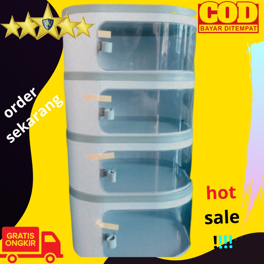 Tudung saji susun 4 layer Storage food 4tingkat wadah masakan Tempat menyimpan lauk kekinian murah