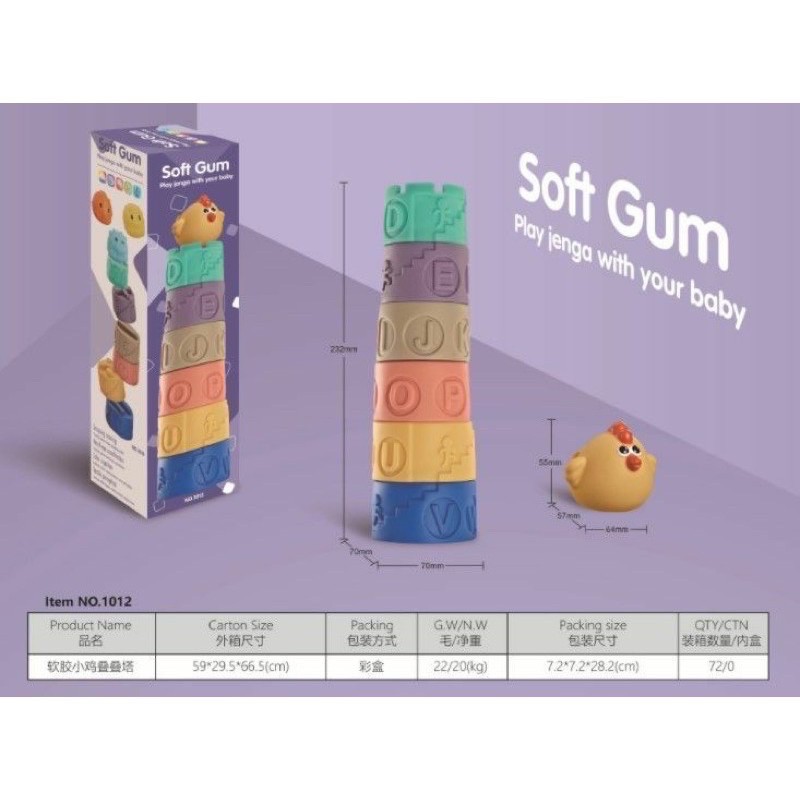 soft jenga building blocks - baby blocks - grab toys - baby toys- kado anak - hadiah anak