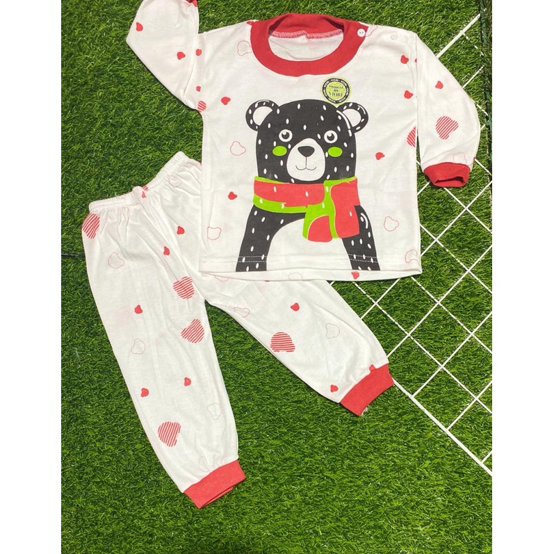 baju anak laki-laki/perempuan lengan panjang 3-18bulan motif beruang salju