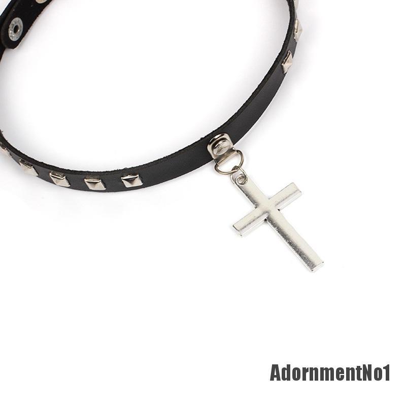 (Adornmentno1) Kalung Choker Bahan Kulit Imitasi Gaya Punk / Gothic Untuk Wanita