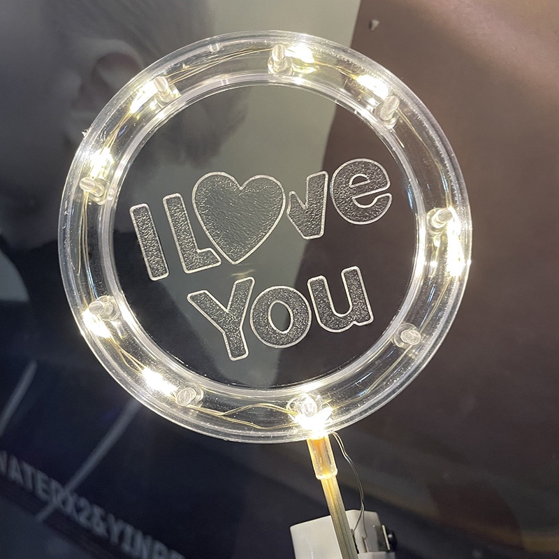 Lampu Malam Desain I Love You Bahan Akrilik Untuk Dekorasi Kue Ulang Tahun / Pernikahan