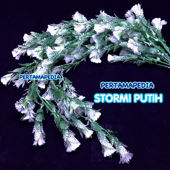 BEST SELLER BUNGA PLASTIK /DAUN RAMBAT PLASTIK/ DAUN PLASTIK/ STORMI PUTIH BERKUALITAS