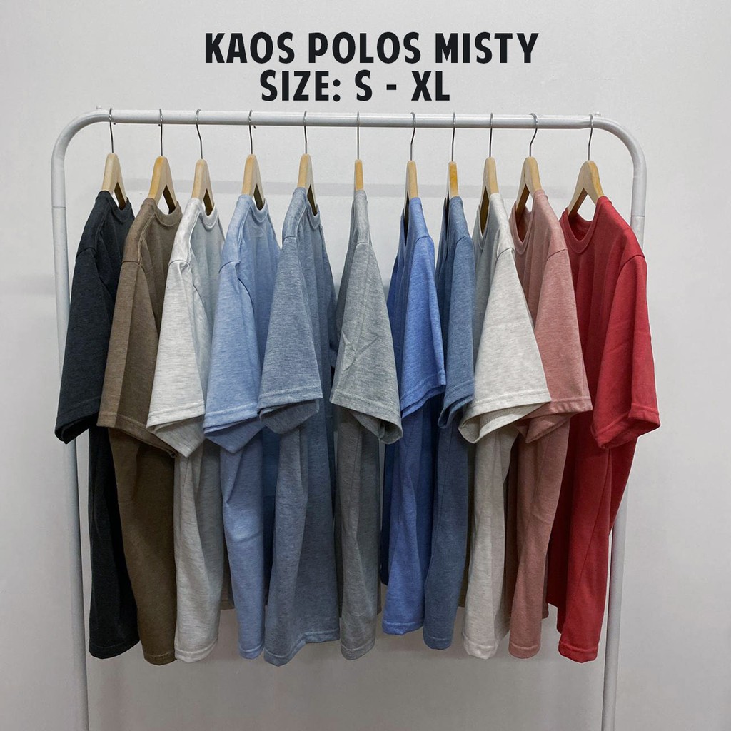 Kaos Polos Misty / ONECK / unisex / tangan pendek / baju pria PREMIUM
