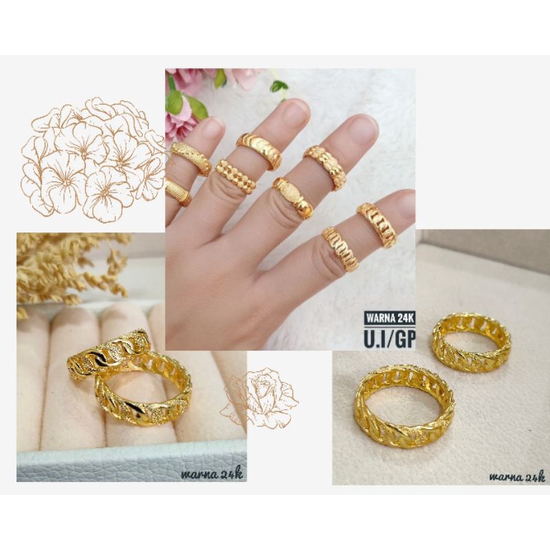 Cincin Fashion Wanita Warna 24k C03087