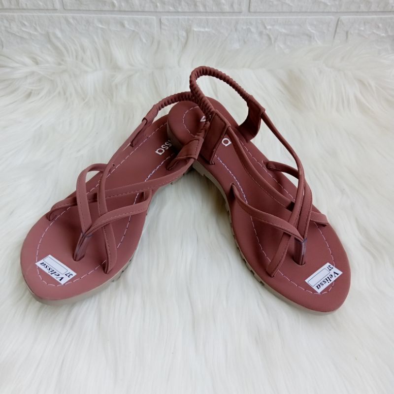 Sandal Wanita Tali Belakang Terbaru Teplek Jepit Tali