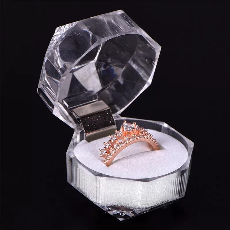 Box Cincin Bening / Kotak Cincin Tunangan / Tempat Cincin Lamaran / Box Perhiasan Cincin Seserahan Model Crystal Bahan Akrilik