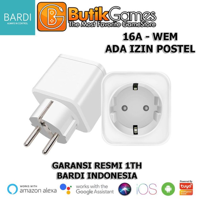 BARDI SMART PLUG COLOKAN STOP KONTAK 16A WIFI WIRELESS IOT SMARTPLUG