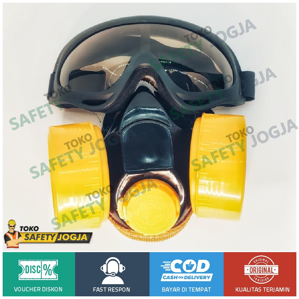 MASKER ASAP / MASKER CHEMICAL / RESPIRATOR DOUBLE DAN KACAMATA GOOGLE