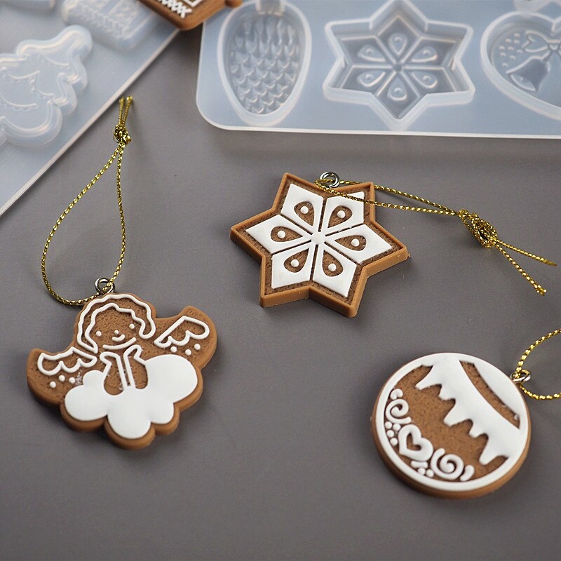 Cetakan Resin Bentuk Pohon Natal / Snowflake / Rusa Bahan Silikon Untuk Membuat Perhiasan DIY